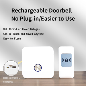 Sonnette sans fil rechargeable à ultra longue durée de veille, portée de 300m, 2 récepteurs + 1 émetteur extérieur 60 sonneries, volume à 4 niveaux - Product Image 6