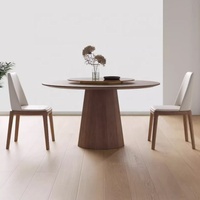 Massivholz-Rundtisch Mitte des Jahrhunderts modern Heim gehärtetes Glas Plattenspieler Walnuss-Furnier Esstisch