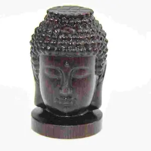 1 पीसी 6cm बुद्ध मूर्तिकला लकड़ी Sakyamuni तथागत मूर्ति महोगनी भारत बुद्ध सिर प्रतिमा शिल्प सजावटी आभूषण GPD8627
