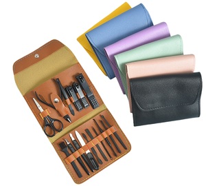Hot 16Pcs En Acier Inoxydable Professionnel Coupe-Ongles Ensembles Mens Nail Toilettage Kit <span class=keywords><strong>Manucure</strong></span> Ensemble Avec Voyage Étui En <span class=keywords><strong>Cuir</strong></span> - Product Image 1