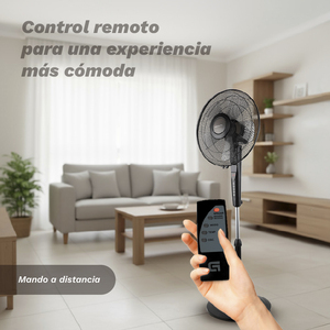 Pedestal <b>Fan</b> 60W 3 Speed <b>Remote</b> <b>Control</b> Timer Black - Product Image 4