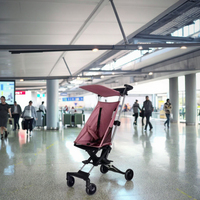 Poussette de voyage compacte, légère et pliable, de luxe, à 4 roues, en tissu Oxford, avec cadre en acier inoxydable