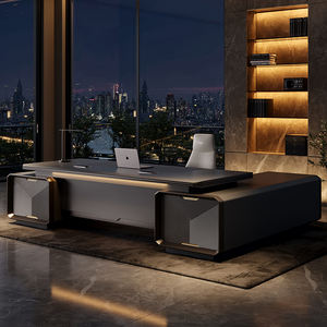 ชุดโต๊ะและเก้าอี้สำนักงานระดับไฮเอนด์สำหรับผู้บริหารหรูหราทันสมัยประธานผู้นำแผงโต๊ะคอมพิวเตอร์ขนาดใหญ่สไตล์ไม้ - Product Image 6