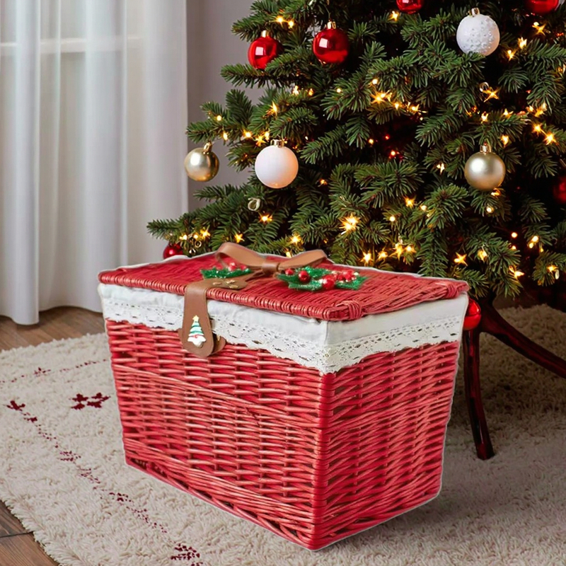 Christmas Holiday Supplies Rectangle Woven Wicker