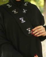 Kaftan iranien brodé en Nida noir de qualité exceptionnelle 2020-2021, Abaya de Dubaï, modèle AJM TRAFE HOUSE AJM-ABAYA-38, tenue modeste pour femme musulmane