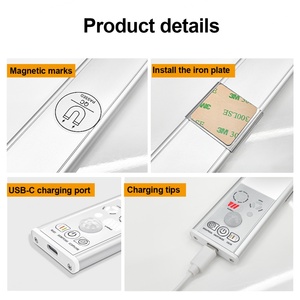 Luz de Gabinete con Sensor de Movimiento, Moderna, Recargable, para Dormitorio, Luz LED de Pared con Sensor de Movimiento para Gabinete - Product Image 3