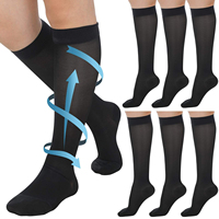 3 paires de bas de compression en nylon fin et transparent, 20-30 mmHg, pour femmes (grande taille, couleur chair)