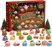 Calendrier de l'Avent 24 Jours Boîte Mystère de Noël : Jouet Anti-Stress à Presser en Forme de Petits Dumplings d'Imitation en TPR