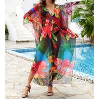 Offre Spéciale été femme robe vêtements femmes fleur en mousseline de soie imprimé vacances robe Bikini Protection solaire chemise plage couvrir