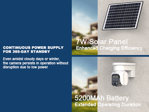 Caméra de sécurité IP 2K PTZ dôme étanche à 360 degrés, vision nocturne à énergie solaire, emplacement pour carte Sim 4G, audio bidirectionnel grand angle - Product Image 5