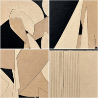 Toile en coton et lin 120x120cm, peinture à l'huile abstraite peinte à la main, beige noir, art mural géométrique pour la décoration de la maison et de l'hôtel