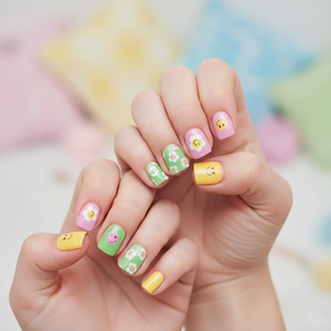 <span class=keywords><strong>Uñas</strong></span> Postizas Autoadhesivas de Diseño Floral con Caras Sonrientes, Paquete de 24 Unidades, Fáciles de Aplicar, <span class=keywords><strong>Uñas</strong></span> Adhesivas, <span class=keywords><strong>Uñas</strong></span> a Presión - Product Image 2