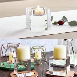 4 pièces de supports à bougies carrés solides en cristal transparent pour bougies chauffe-plat - Product Image 5