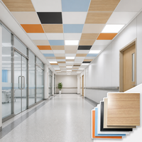 Panneaux acoustiques en aluminium 60 x 60 cm, finition bois blanc, pour plafond, décoration de plafond en aluminium à clipser, pour extérieur, plafond complet
