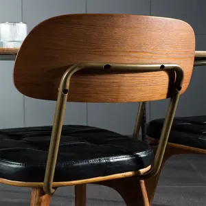 Phong cách Retro rắn gỗ kim loại tay vịn quán cà phê phong cách Ý ghế cafe sang trọng mềm đệm