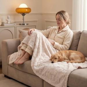 Offre Spéciale flanelle polaire couvertures lit double ensemble pour l'hiver jeter flanelle sherpa polaire couverture - Product Image 3