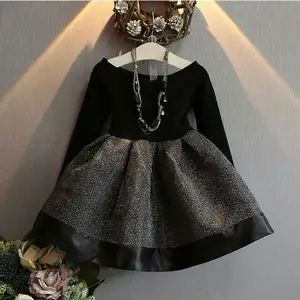 2022 Spring New Korean Fashion For Girls Sweet O-Neck Long Sleeves Waist Sew A Charming Kid Girl Fancy Princess Dress