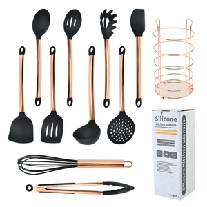 13 Pieces Silicone Cooking Utensils Set Kitchen Tools Stainless Steel Spatula Set with Rose Gold <b>Handle</b> - Product Image 2