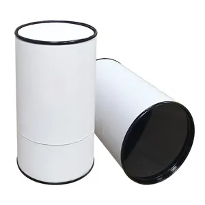 Latas de papel para cosméticos biodegradáveis personalizadas, embalagens para perfumes de 50ml, latas redondas de papelão branco