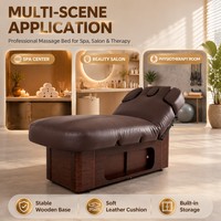 Table de massage électrique à 4 moteurs avec base en bois et tiroirs de rangement, lit de spa confortable avec coussin chauffant intégré pour le réchauffement
