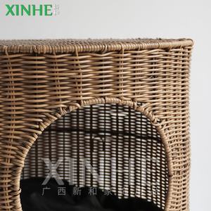 Cama para Gato XH de Novedad Tipo Cilíndrica Tejida en Ratán de Plástico Color Marrón con Patas de Madera, Cesta y Jaulas para Mascotas - Product Image 3