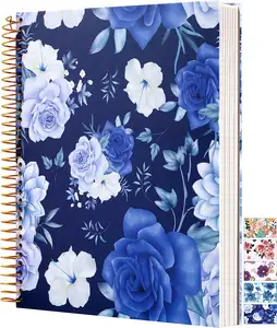 Cuaderno de espiral encuadernado adecuado para la escuela Diario encuadernado en espiral de flores A4 adecuado para tomar notas Trabajo de escritura de mujeres
