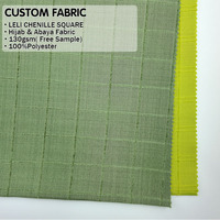 Tela Cuadrada de Chenilla LELI Personalizada de 130 g/m², 100 % Poliéster, Tejido Jacquard a Cuadros para Hijab y Abaya