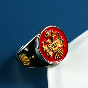 Bague en acier inoxydable de haute qualité, chevalière plaquée or, vente en gros de bagues pour hommes de chine - Product Image 4