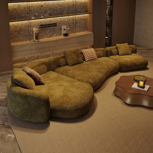 Nouveau modèle de canapé sectionnel Bezier - Style italien moderne, salon, tissu, rembourrage en éponge, forme irrégulière, pieds en bois - Product Image 2