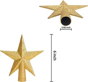 Glitter Star <strong>Tree</strong> <strong>Topper</strong> - Christmas Small Decorative Holiday Bethlehem Star Ornament <strong>Topper</strong> - Product Image 2