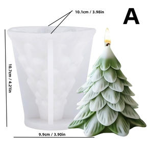 Moule en Silicone Arbre de Noël <span class=keywords><strong>pour</strong></span> Gâteau Mousse, <span class=keywords><strong>Kit</strong></span> Festif de Fabrication de <span class=keywords><strong>Bougies</strong></span> DIY avec Encens d'Aromathérapie et Outil de Meulage en Gypse - Product Image 2