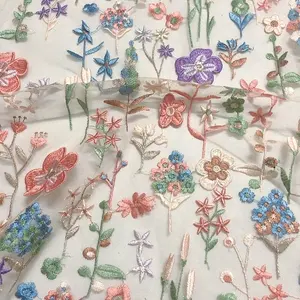 예쁜 드레스 다채로운 자수 꽃 tulle 레이스 패브릭 판매