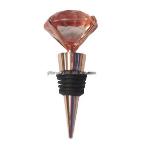 Elegante tapón de botella de vino de aleación de zinc, acabado en oro rosa y decoración en forma de diamante brillante - Product Image 3