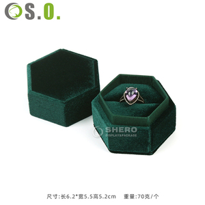 Hexagonal Velvet Jewelry Ring Box In Multiple Colors Custom Logo Available For Gemstone Diamond Engagement Rings Wholesale - Product Image 1