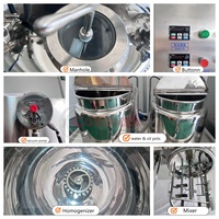 Mélangeur de crème cosmétique et de soins de la peau 100L en petite série, homogénéisateur à cisaillement élevé, mélangeur de gel et de pâte, réacteur sous vide