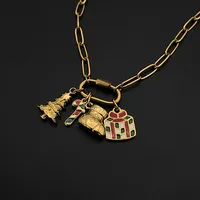 Collier DIY en acier inoxydable eManco avec pendentifs bonhomme de neige, Père Noël et flocon de neige, accessoire de mode pour femmes
