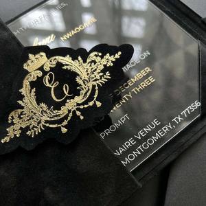 Invitations de mariage personnalisées DIY 3D en or rose imprimées UV, design pliable en papier, vente chaude - Product Image 5