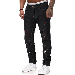 Quần Bò Nam Phong Cách Mới Splatter Tranh Vẽ Màu Đá Hồi Sinh Nhà Sản Xuất Quần Jeans Phong Cách Mới Tại Nhà Máy