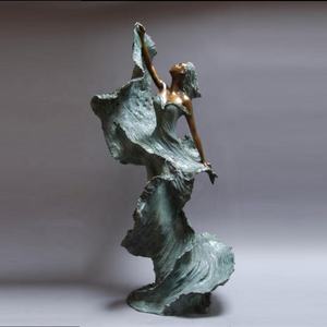 Decorazione da giardino a grandezza naturale bronzo africano acrobatica statua della ragazza per la vendita - Product Image 2