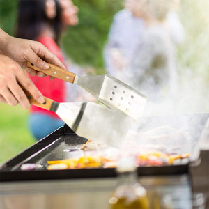 Spatule de barbecue d'extérieur en acier inoxydable, spatule plate, racloir, retourneur de crêpes et de hamburgers pour grillades JT596 - Product Image 4