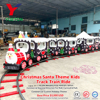 Train électrique de Noël 14 places, train d'attraction commercial pour enfants avec piste de 12*8m, attraction pour enfants de parc à thème