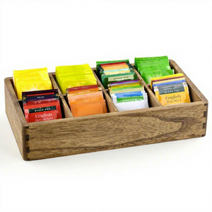 Wooden <b>Tea</b> Storage <b>Box</b> with Lacquer Finish Durable Handmade Easy to Clean Luxury <b>Tea</b> Bag Organizer Office Pantry Multi-Section - Product Image 5