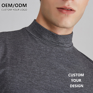 Camiseta de Manga Corta para Hombre, Personalizada con Logotipo, 100% Algodón, Gris, Talla Grande, Cuello Alto Simulado, Alta Calidad, Venta al Por Mayor - Product Image 1
