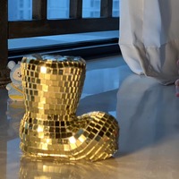 Bottes de Noël Boule Disco, Ornement de Botte du Père Noël, Carreaux de Verre Miroir, Écologique, Imperméable, pour Arbre de Noël et Cérémonie de Remise des Diplômes