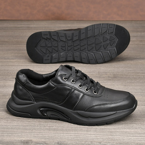 Chaussures de marche pour hommes en cuir, bout rond, à lacets, semelle extérieure en caoutchouc, confortables et amorties, pour les voyages et le quotidien - Product Image 2