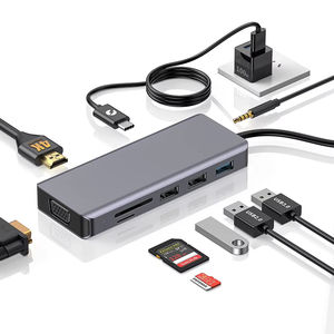 Vente chaude 9 en 1 Usb c Hub, OEM ODM Computer Accessory Usb Hubs avec lecteurs de cartes SD TF et adaptateurs de sortie vidéo <span class=keywords><strong>HDMI</strong></span> <span class=keywords><strong>VGA</strong></span> - Product Image 1
