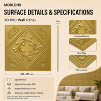 Panel de Pared Decorativo Floral 3D en PVC Dorado MORLENX, Revestimiento de Pared Clásico en Relieve para Interiores de Clubes y Salones de Comedor