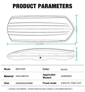 Meilleures ventes ROAHTRIP Boîte de toit de voiture <span class=keywords><strong>sportive</strong></span> ABS+PC 204*80*35cm Ouverture double face Étanche Bande d'étanchéité rapide Clips rapides - Product Image 5