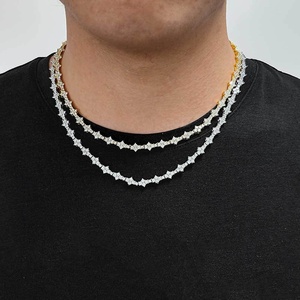 도매 925 스털링 실버 모이사나이트 크로스 스타 테니스 체인 목걸이 남성용 트렌디 파티 주얼리 - Product Image 4