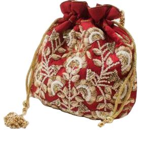 High Quality Embroidery Women Embroidered Potli Drawstring Bag Designer Ethnic <b>Clutch</b> for Festivals <b>Weddings</b> & Special Occasions - Product Image 1